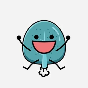 Cute Blue Tree Mascot Vector Character in Flat Design Style Stock Illustration