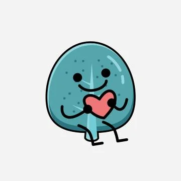 Cute Blue Tree Mascot Vector Character in Flat Design Style Stock Illustration