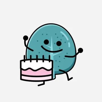 Cute Blue Tree Mascot Vector Character in Flat Design Style Stock Illustration