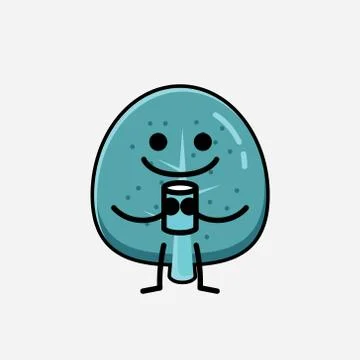 Cute Blue Tree Mascot Vector Character in Flat Design Style Stock Illustration