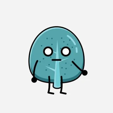 Cute Blue Tree Mascot Vector Character in Flat Design Style Stock Illustration