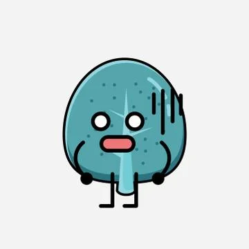 Cute Blue Tree Mascot Vector Character in Flat Design Style Stock Illustration