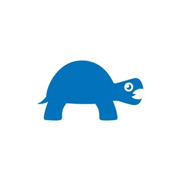 Cute blue turtle logo, angry tortoise open his mouth animal icon illustration Stock Illustration