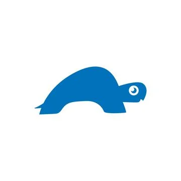 Cute blue turtle logo, tortoise minimal animal icon illustration silhouette Stock Illustration
