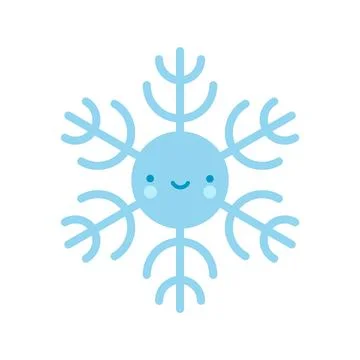 Cute blue Vector Snowflake icon. Merry Christmas Cartoon Illustration for win Stock Illustration