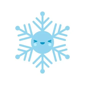 Cute blue Vector Snowflake icon. Merry Christmas Cartoon Illustration for win Stock Illustration