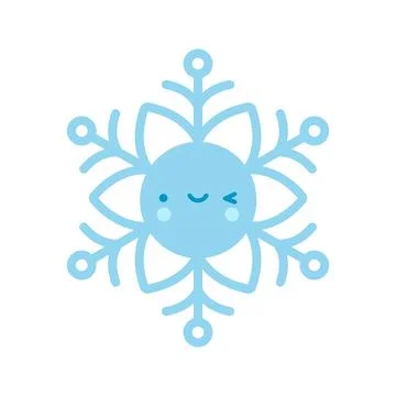 Cute blue Vector Snowflake icon. Merry Christmas Cartoon Illustration for win Stock Illustration