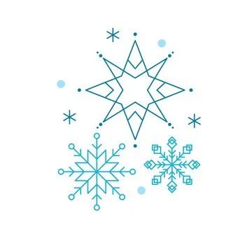Cute blue Vector Snowflakes composition icon. Merry Christmas Cartoon Illustr Stock Illustration