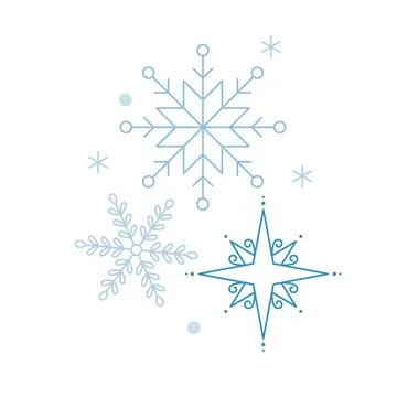 Cute blue Vector Snowflakes composition icon. Merry Christmas Cartoon Illustr Illustrazione stock