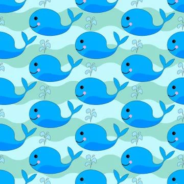 Cute blue whales Stock Illustration