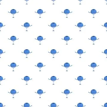 Cute blueberry characters in a repeating seamless pattern Stock Illustration