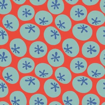 Cute blueberry pattern on poppy red background. Stock Illustration