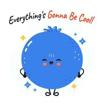 Cute blueberry with positive message Stock Illustration