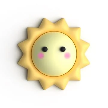 Cute blushing sun 3d illustration Stock Illustration