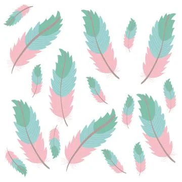 Cute bohemian feathers pattern background 스톡 일러스트