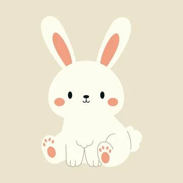 Cute boho little Easter bunny. Cartoon whimsical rabbit character for kids cards Stock Illustration