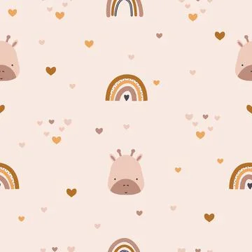 Cute boho rainbow seamless pattern. Creative childish print for fabric, wrapping Stock Illustration