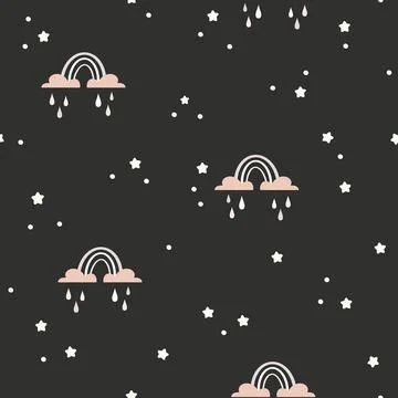 Cute boho rainbow seamless pattern. Creative childish print for fabric, wrapping Stock Illustration