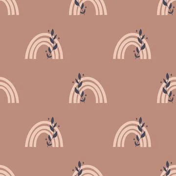 Cute boho rainbow seamless pattern. Creative childish print for fabric, wrapping Illustrazione stock