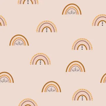 Cute boho rainbow seamless pattern. Creative childish print for fabric, wrapping Illustrazione stock