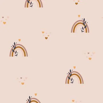 Cute boho rainbow seamless pattern. Creative childish print for fabric, wrapping Stock Illustration