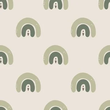 Cute boho rainbow seamless pattern. Creative childish print for fabric, wrapping Stock Illustration