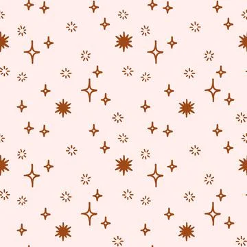 Cute boho stars seamless pattern. Doodle hand drawn stars background. Naive d Stock Illustration