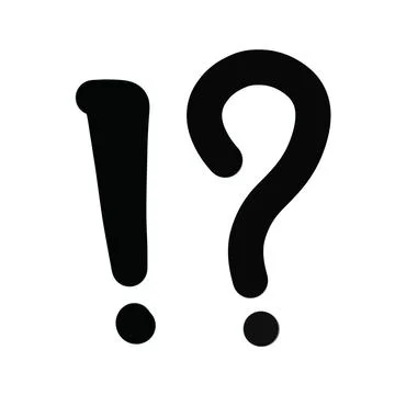 Cute Bold Black Punctuation Marks, Hand-Drawn Interrobang Style. Ilustração Stock