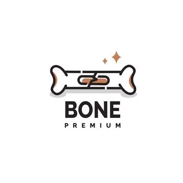 Cute bone logo vector icon illustration with crack in the middle Illustrazione stock