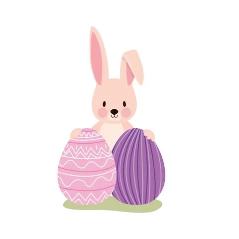 Cute bonny with two easter eggs Stock Illustration