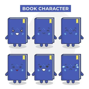 Cute Book Characters With Various Expression Stock Illustration
