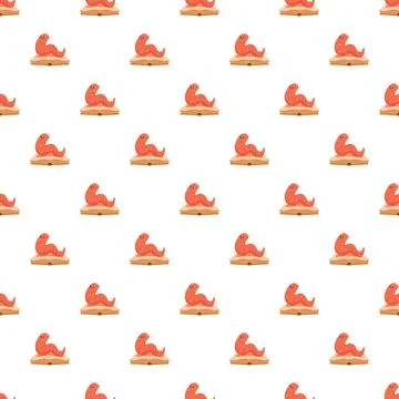 Cute bookworm reading a book seamless pattern Stock Illustration