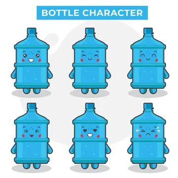 Cute Bottle Characters With Various Expression Stock Illustration
