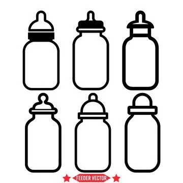 Cute Bottle Feeder Vector Bundle  Essential for Baby Graphics Stock Illustration