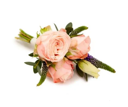 Cute boutonniere of live roses Stock Photos