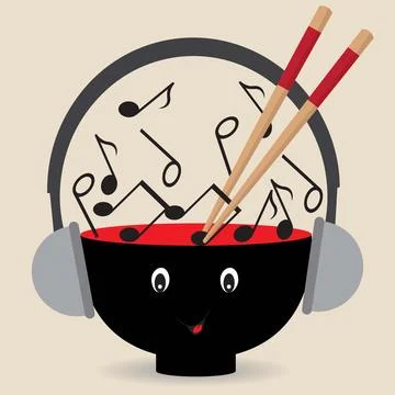 Cute bowl musical notes Stock Illustration