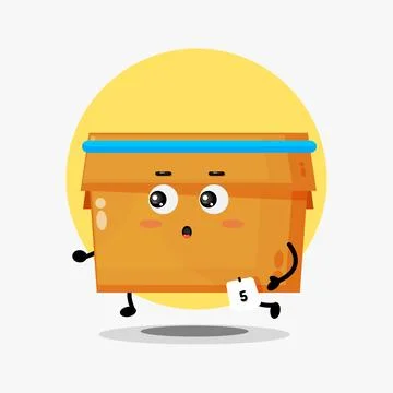 Cute box character running Stock Illustration