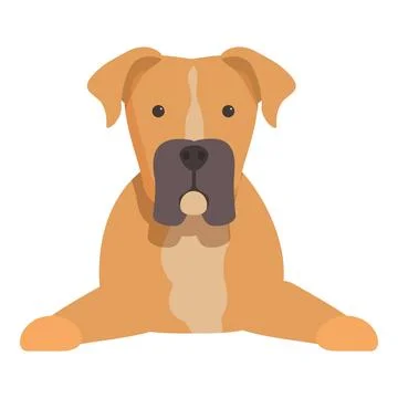 Cute boxer dog lying down looking forward illustration Stock Illustration