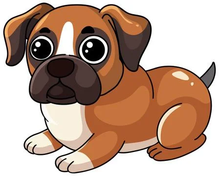 Cute Boxer Puppy Dog Vector Illustration Isolated on White Background Stock Illustration