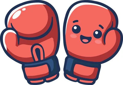 Cute boxing gloves pair character graphic icon Stock Illustration