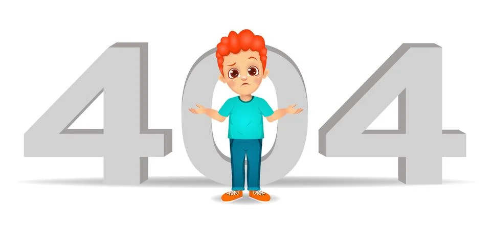 Cute boy with 404 error message イラスト素材