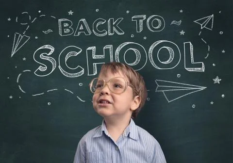 Cute boy with back to school concept Stock Photos