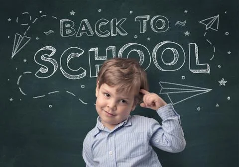 Cute boy with back to school concept Stock Photos