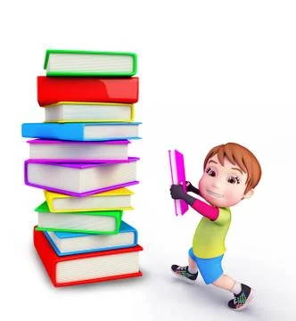 Cute boy with books Stock Illustration