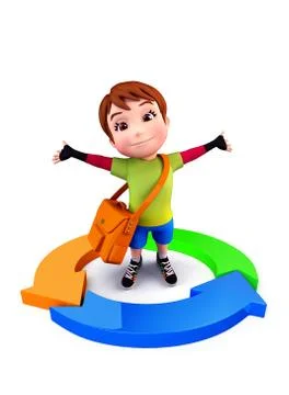 Cute boy with business graph Stock Illustration