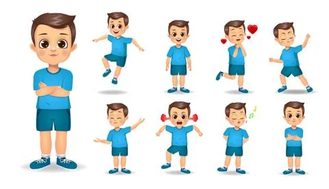 Cute boy character set vector Stock Illustration