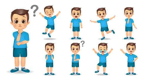 Cute boy character set vector Stock Illustration