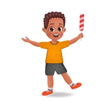 Cute boy child eat candy Stock Illustration