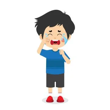Cute Boy with Crying Expression Stock Illustration