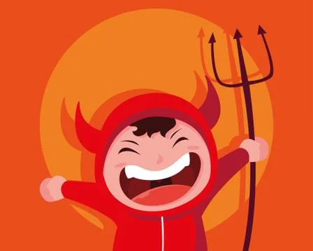Cute boy disguised of devil Stock Illustration